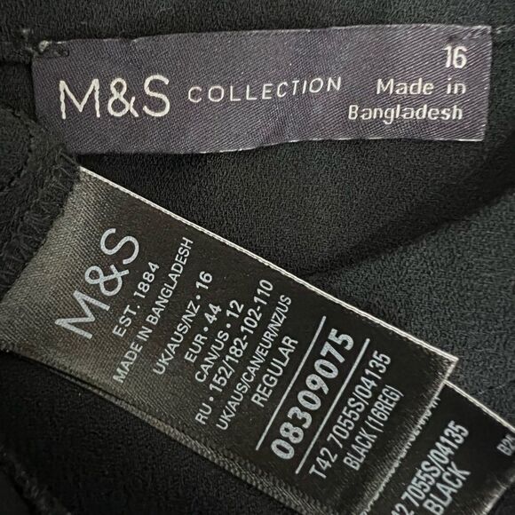 M&S‎ Collection dress sz 12 black short sleeve knee length shift US -8 - Picture 5 of 6